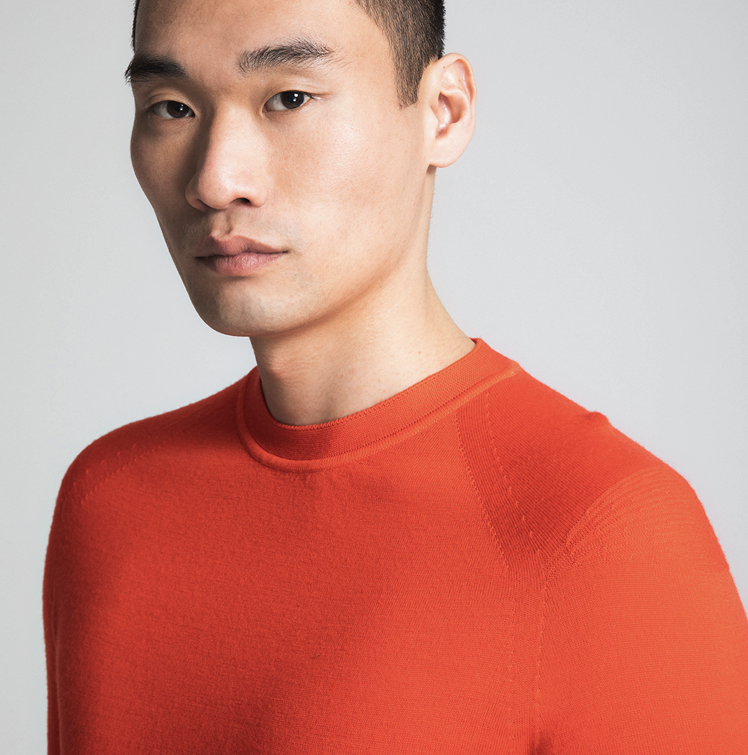 Men's Natural ZQRX Merino Fitted Tee-Bright Orange
