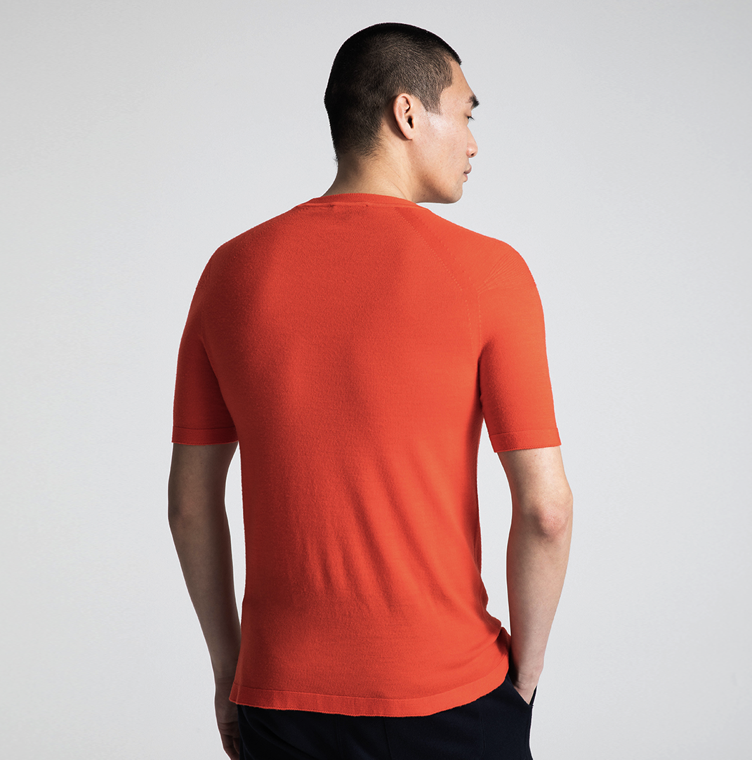 Men's Natural ZQRX Merino Fitted Tee-Bright Orange