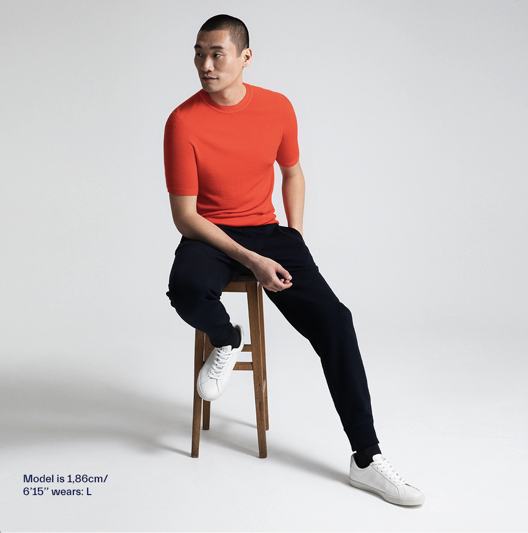 Men's Natural ZQRX Merino Fitted Tee-Bright Orange