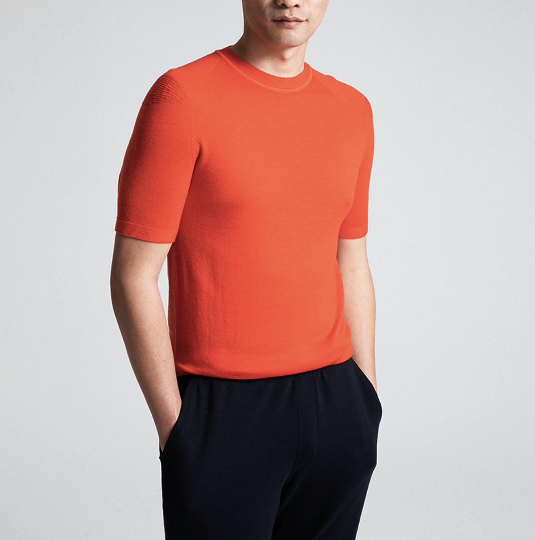 Men's Natural ZQRX Merino Fitted Tee-Bright Orange