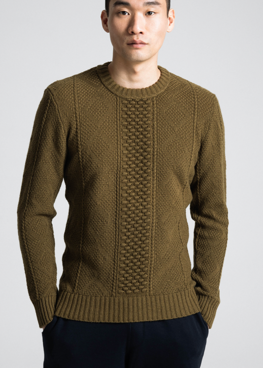 The Circular Cashmere Aran Sweater-Matcha.png