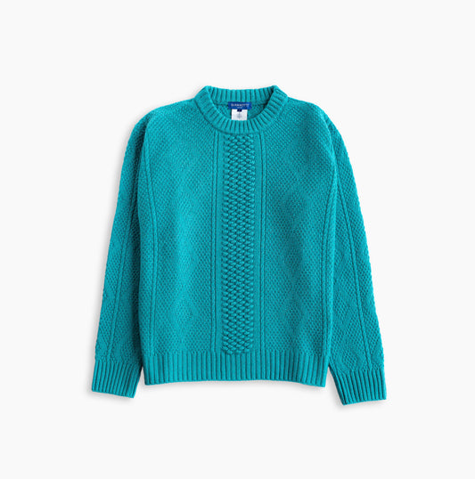 Circular Weekender Aran Sweater Coastal Blue