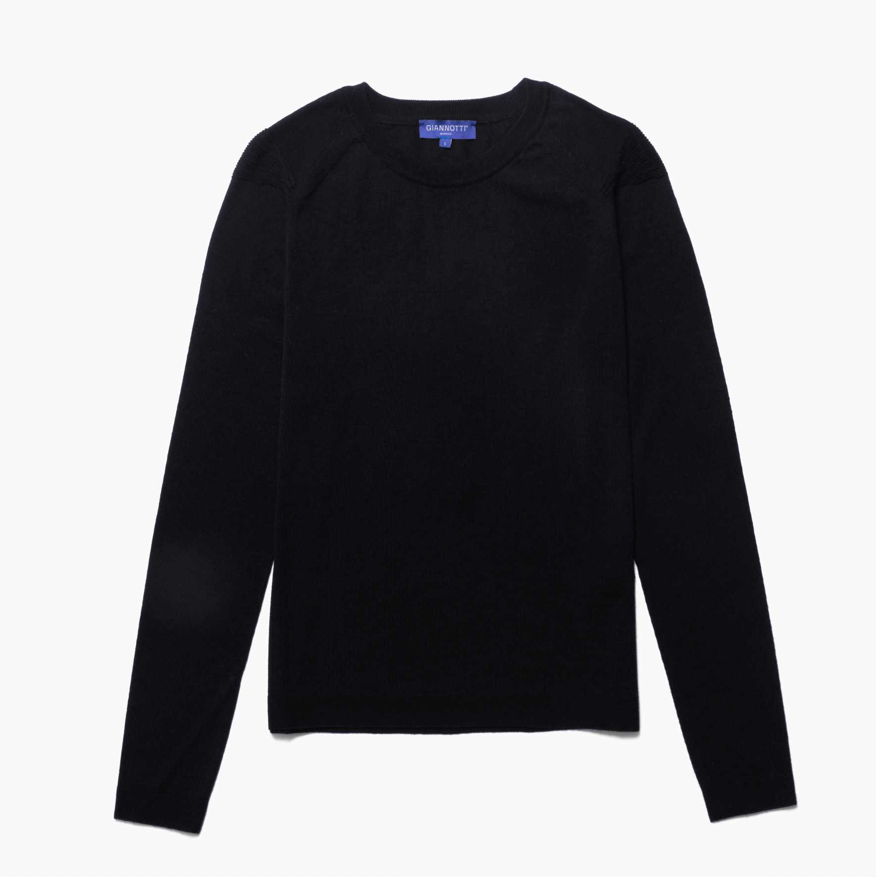 Recycled Cashmere Exposed Seam Crew Neck Sweater - Black