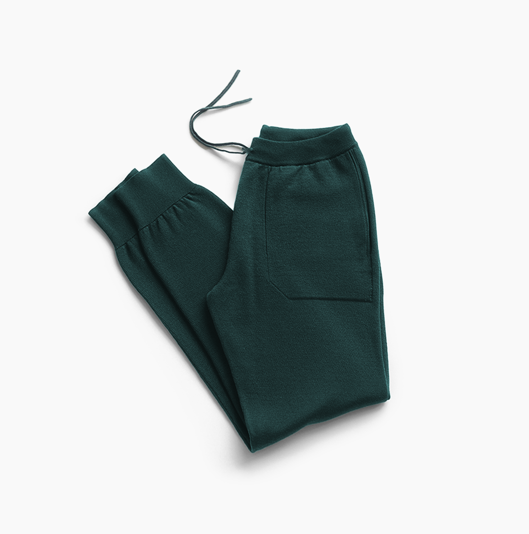 The Soft Merino Knit Jogger-Deep jade