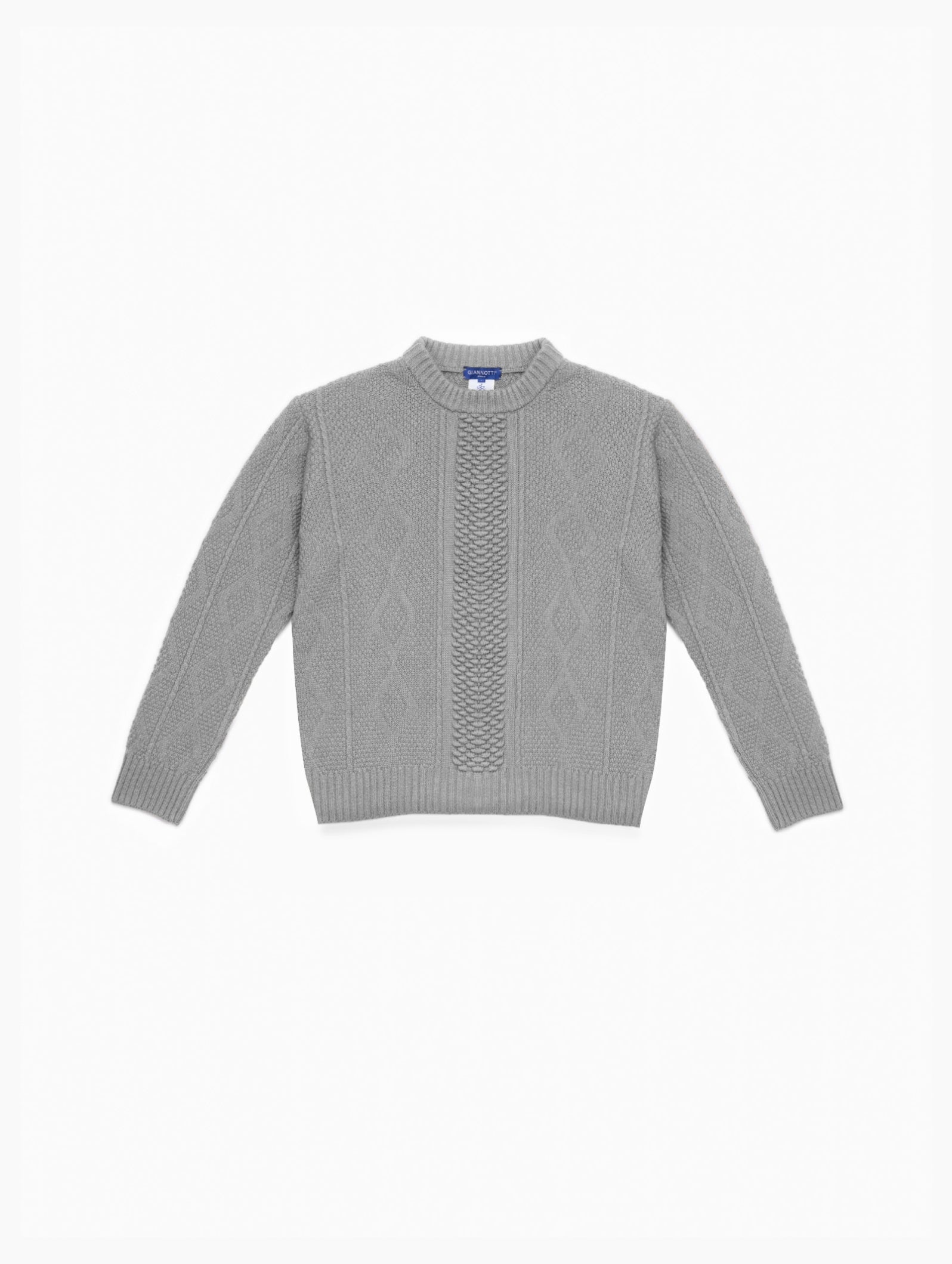 giannotti-monaco-pull-weekender-aran-en-cachemire-gris-moon-vue-face-avec-motifs-torsades